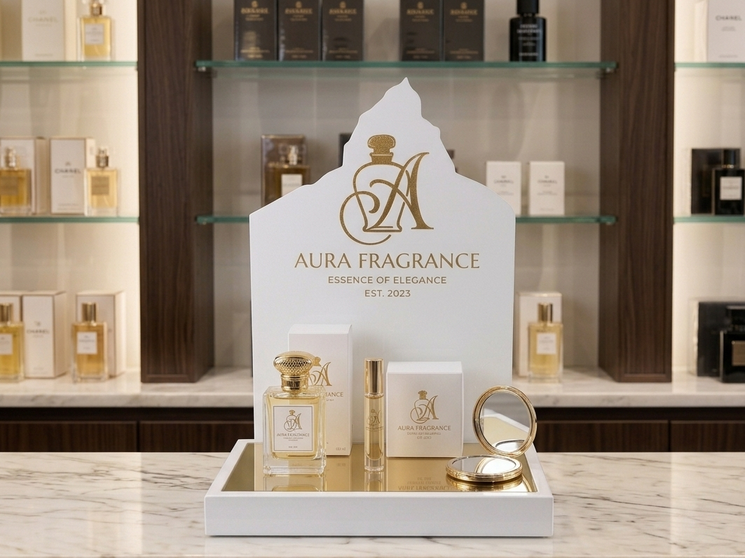 espositore durevole da banco per profumi fragranze ed essenze